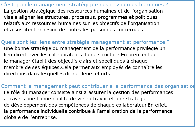 Management stratégique des ressources et performance des firmes