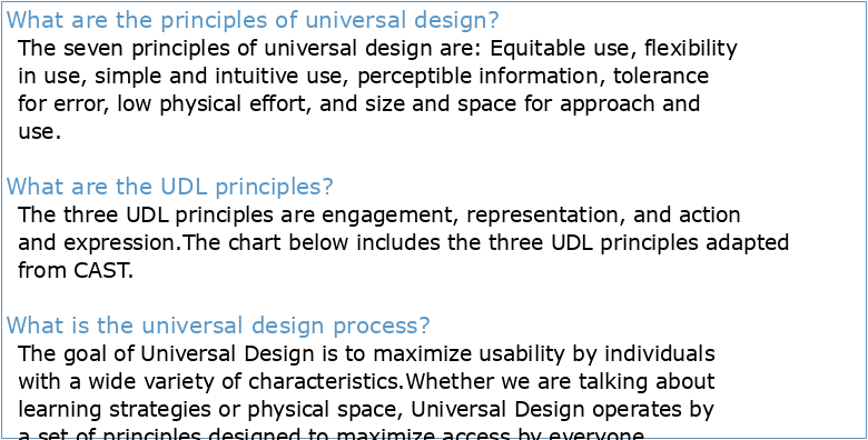 Universal Design: Process Principles and Applications