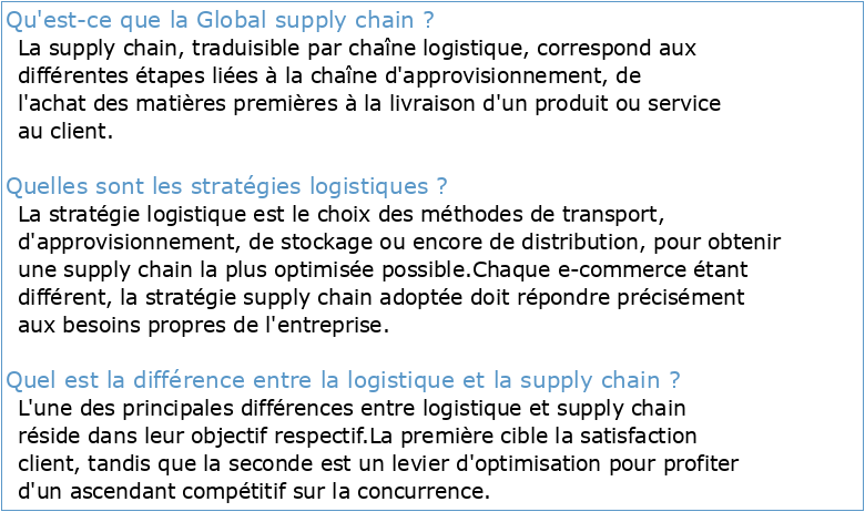global supply chain management & strategie logistique