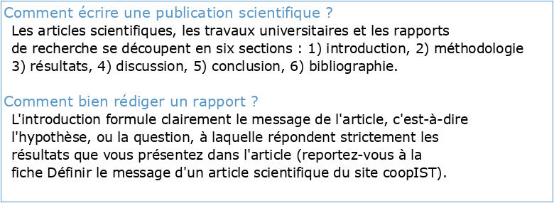 Comment rédiger un rapport ou une publication scientifique ?
