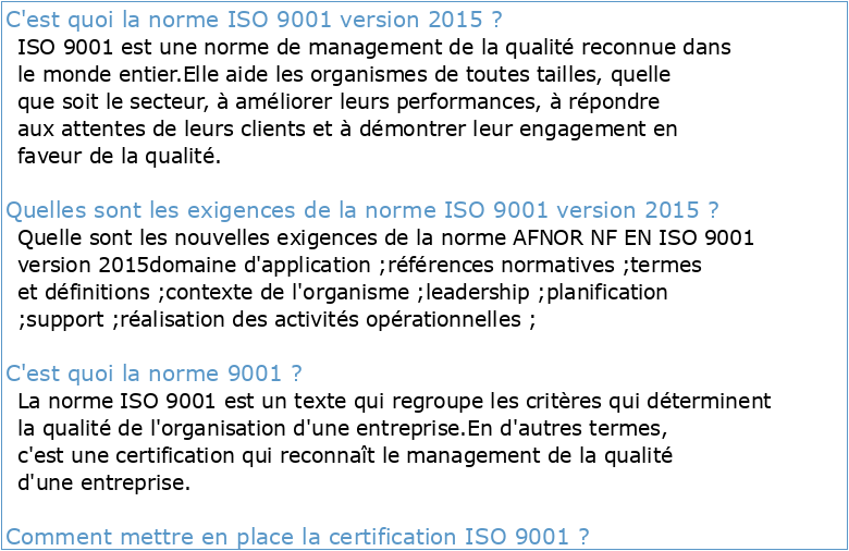 norme iso 9001 version 2015