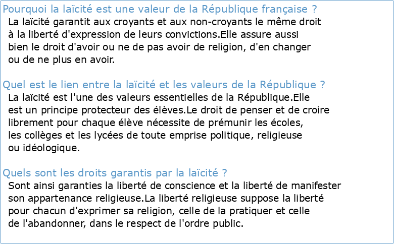 La laïcité garante des valeurs de la République française