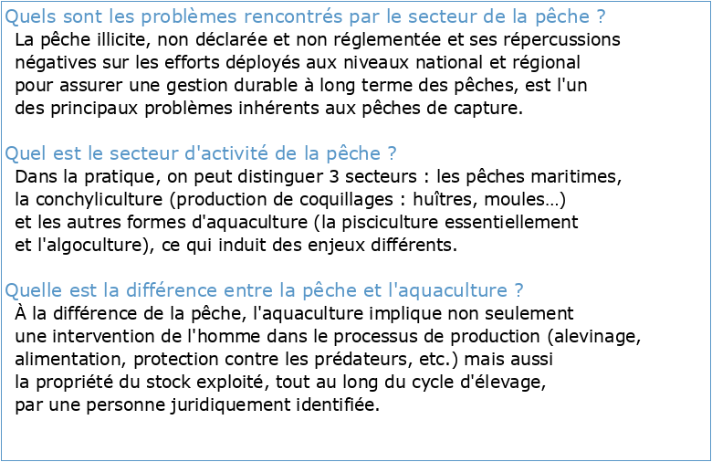 Analyse du secteur des pêches et de l'aquaculture dans le nouveau