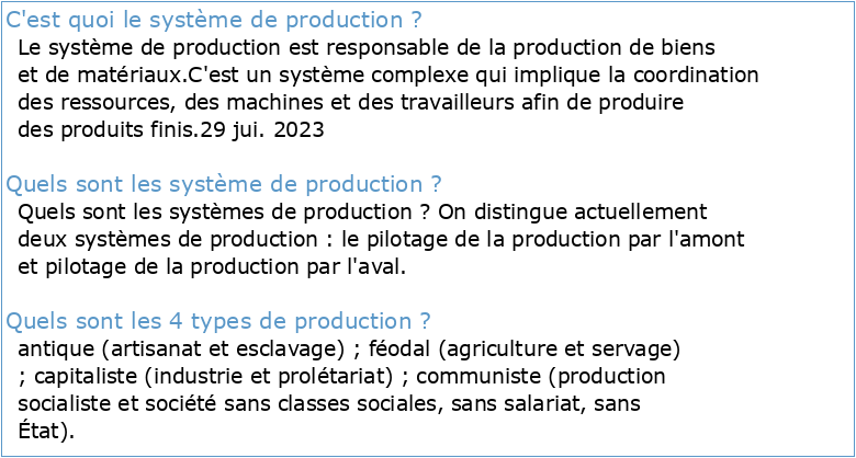 Le système production