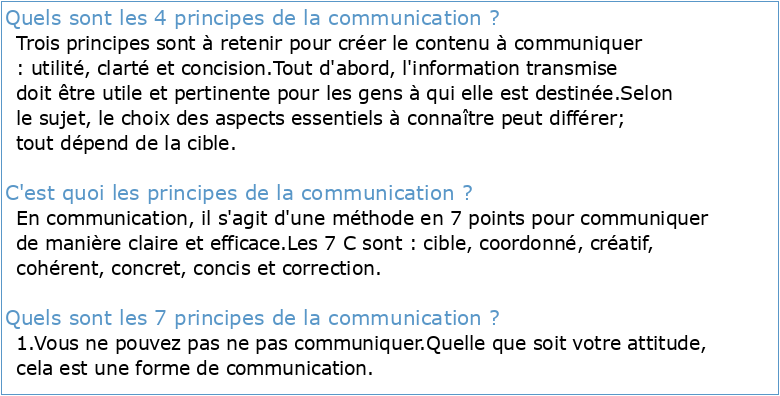 LES 4 GRANDS PRINCIPES DE LA COMMUNICATION