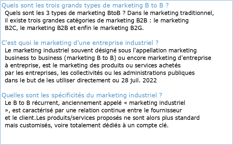 MARKETING INDUSTRIEL BUSINESS TO BUSINESS