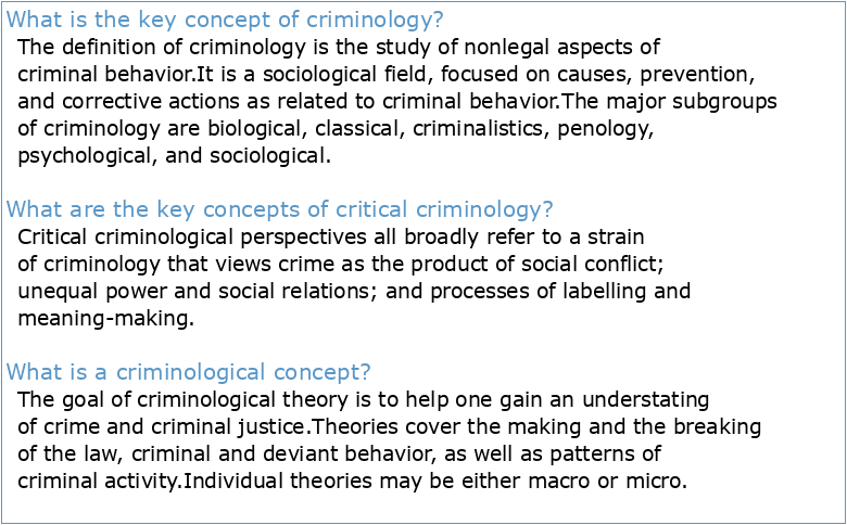 CRIMINOLOGY: The Key Concepts
