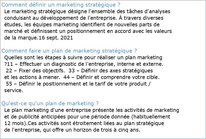 Qu'est ce qu'un plan de marketing stratégique