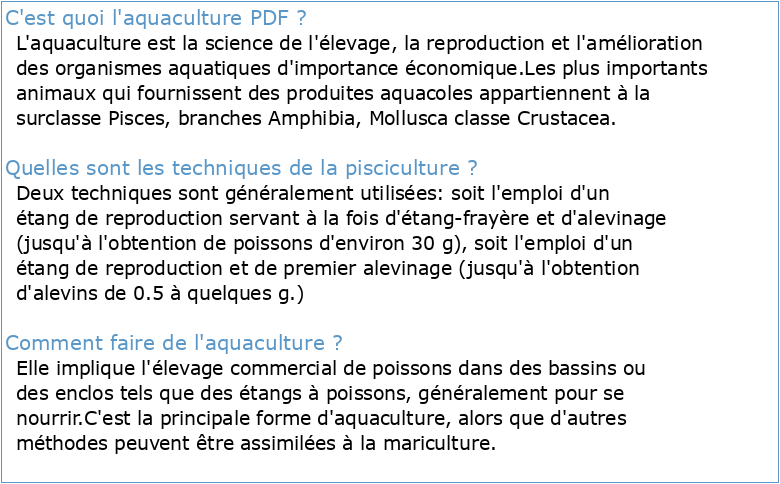 Guide installations d'aquaculture – Partie 2