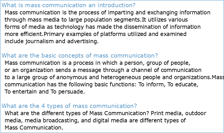 Introduction to Mass Communication