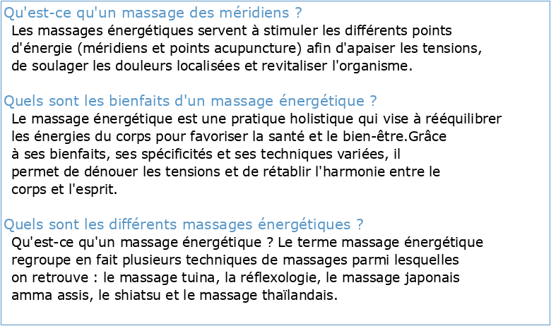 Massage fluidique des Méridiens® Massage Energétique®