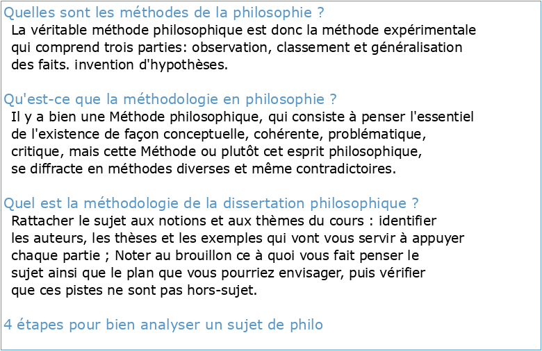 Méthodologie de la philosophie