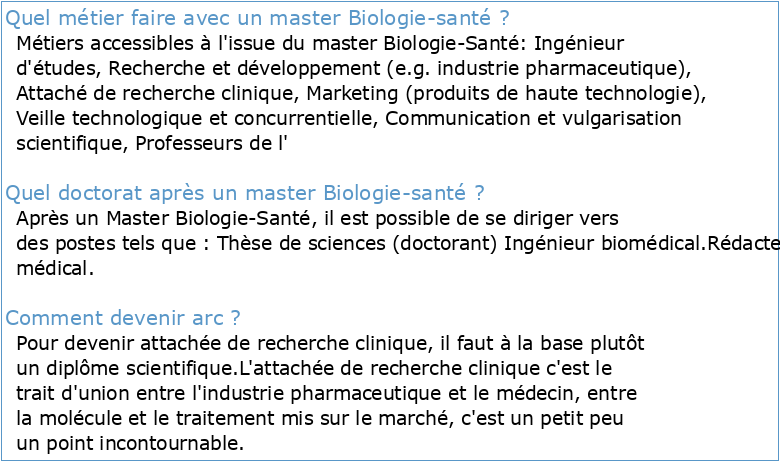 MASTER BIOLOGIE-SANTE Initiation aux Essais Cliniques