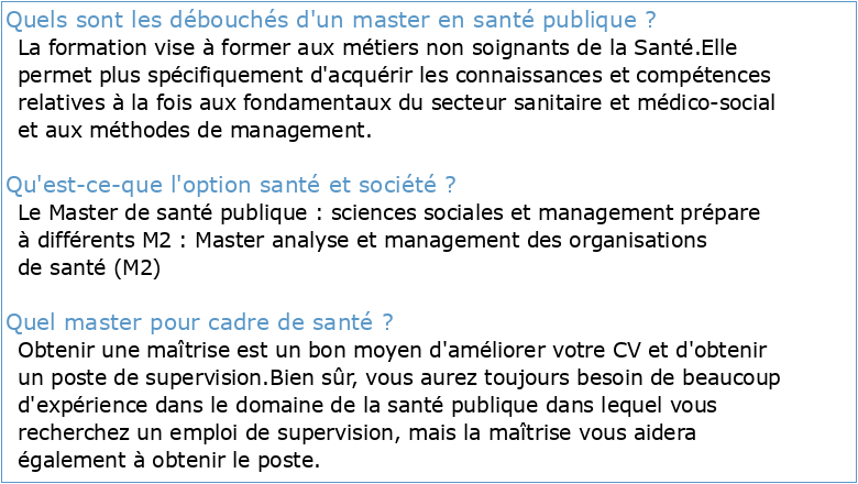 Master 1 « Santé Soins et Sociétés