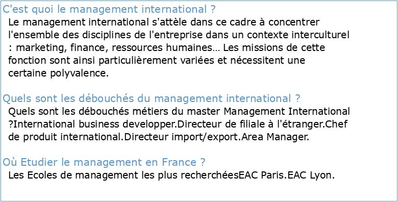 parcours Management international (français)