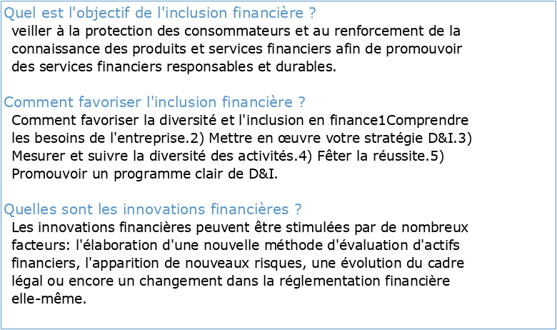 De l’innovation financière à l’inclusion