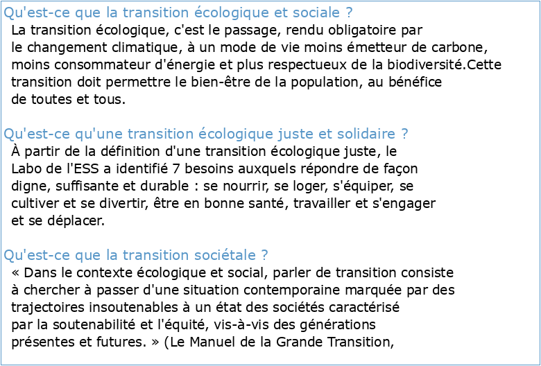 rapport transition écologique et sociétale