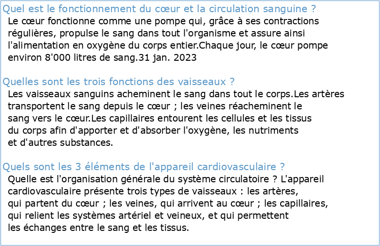 Coeur Et Vaisseaux Fonctionnements Anatomique Et