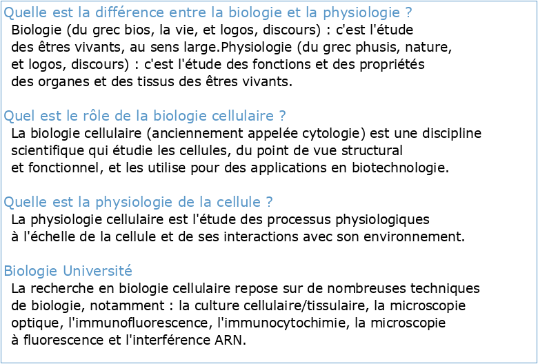 Biologie Cellulaire et Physiopathologie