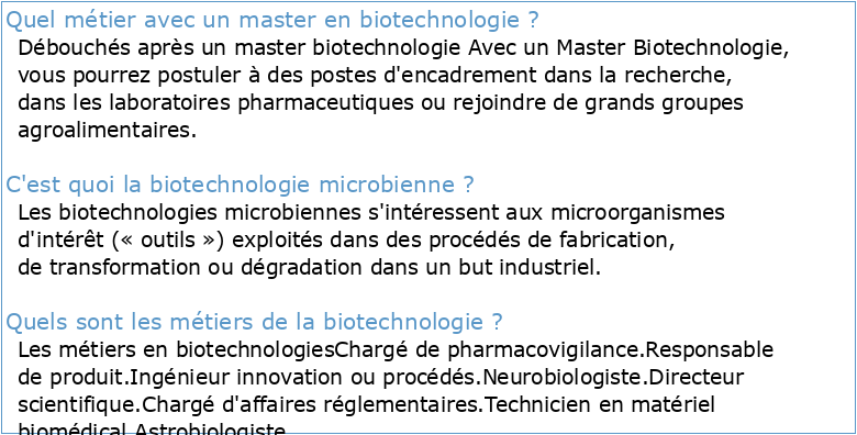 Master – Biotechnologie Microbienne