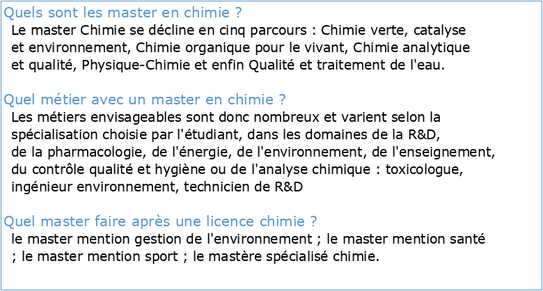 Master mention CHIMIE