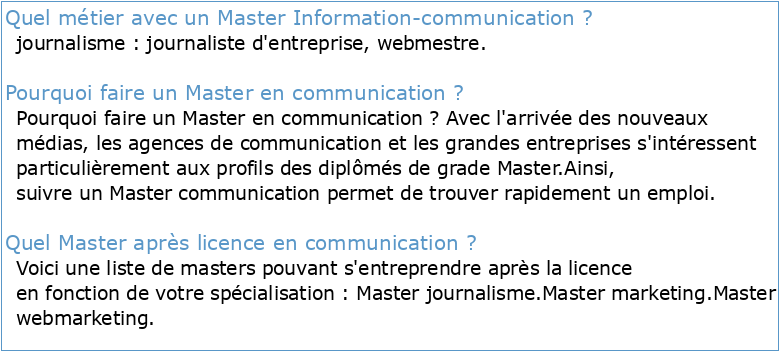master 1 mention information communication parcours culture