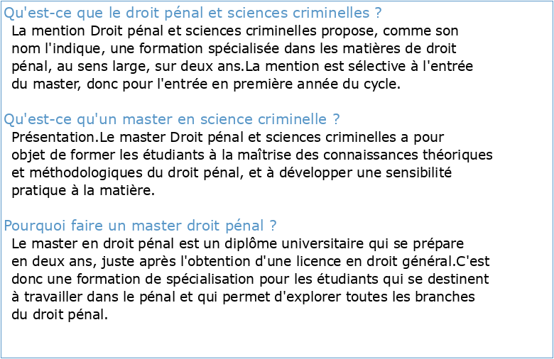 Master Droit pénal et sciences criminelles Présentation