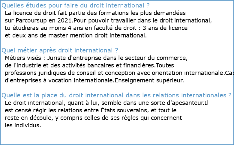 Etudes Internationales & Droit International