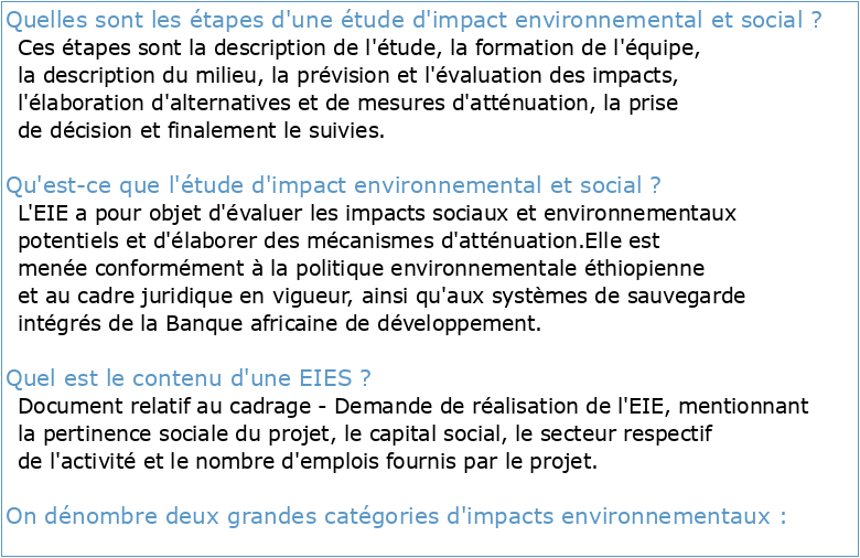 Module 2 : Étude dimpact environnemental et social