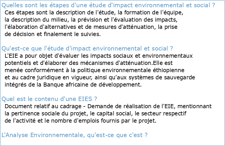 Module 4 : Étude dimpact environnemental et social