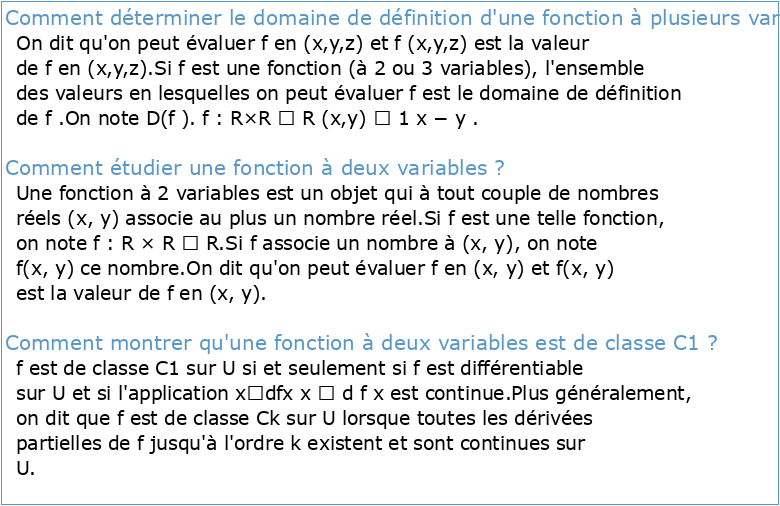 FONCTIONS DE PLUSIEURS VARIABLES (Outils Mathématiques 4)