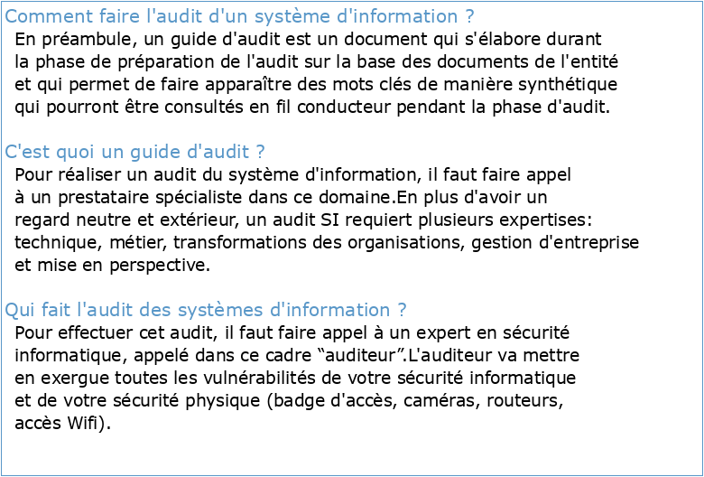 Guide d'audit de la gouvernance du système d'information