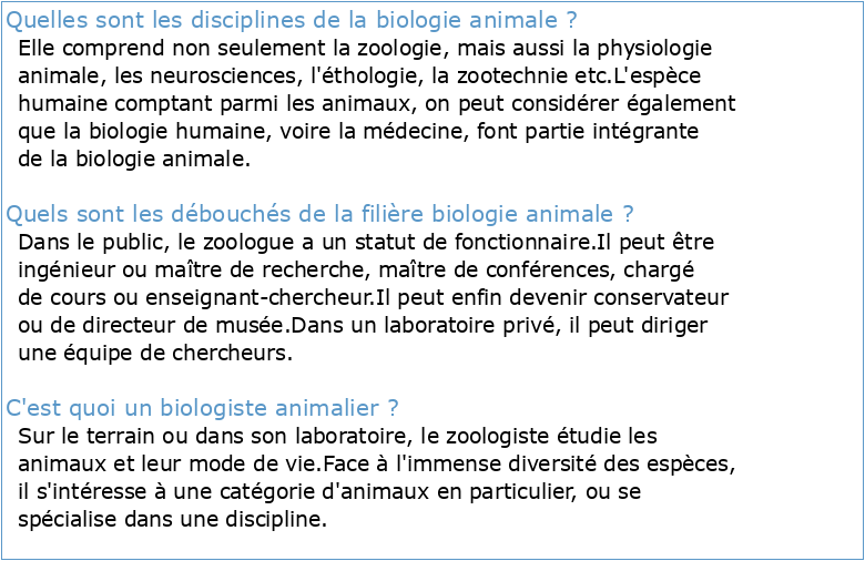 Travaux pratiques de Biologie animale