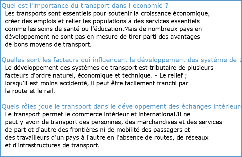 Développement local et économie des transports