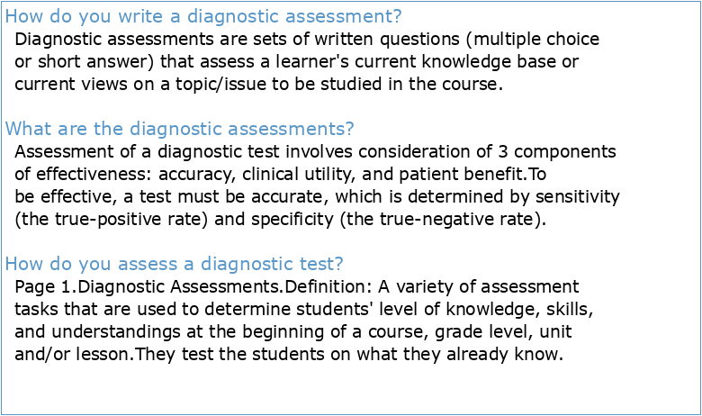 Diagnostics Assessment Programme manual