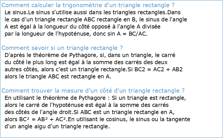 4e – Chapitre II – Trigonométrie dans le triangle rectangle