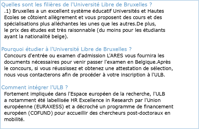 Université Libre de Bruxelles Institut de Gestion de l