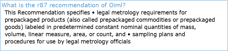 OIML R87 Quantity of prepackages: Statistics