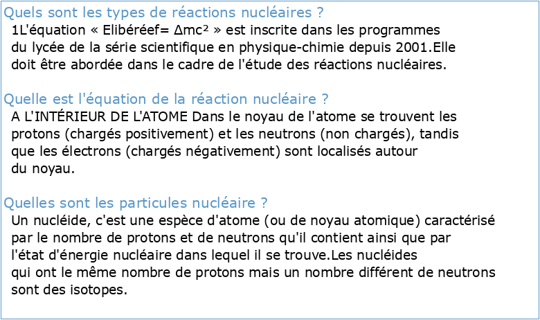Physique atomique nucléaire et des radiations