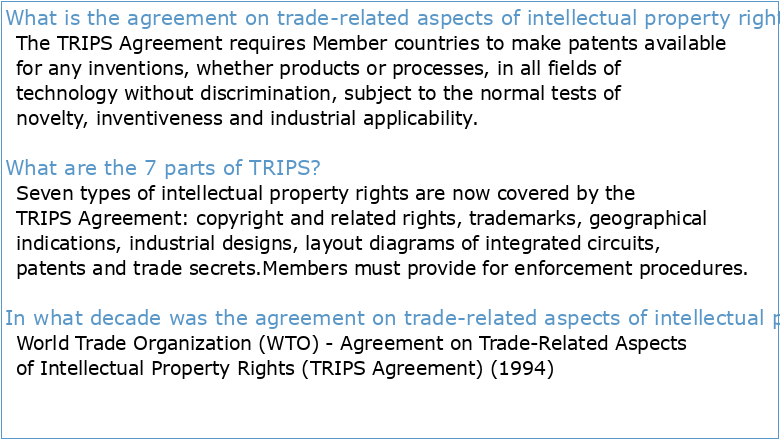 THE AGREEMENT ON TRADE-RELATED ASPECTS OF