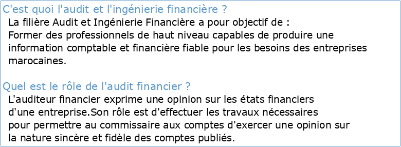 Ingénierie Financière Audit et Contrôle IFAC