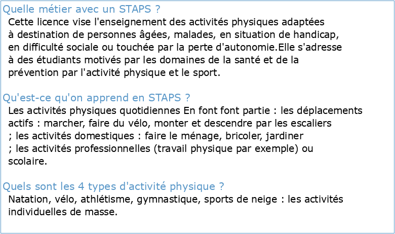sciences et techniques des activites physiques et sportives