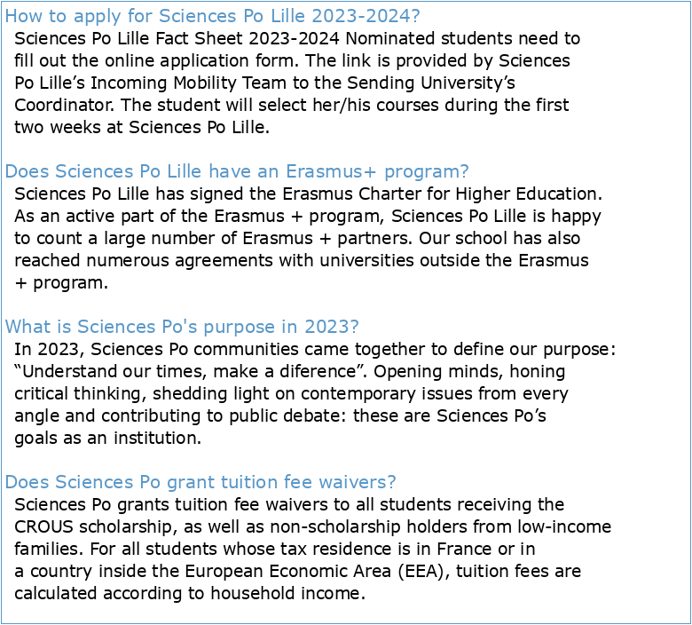 Sciences Po Lille Fact Sheet 2023-2024
