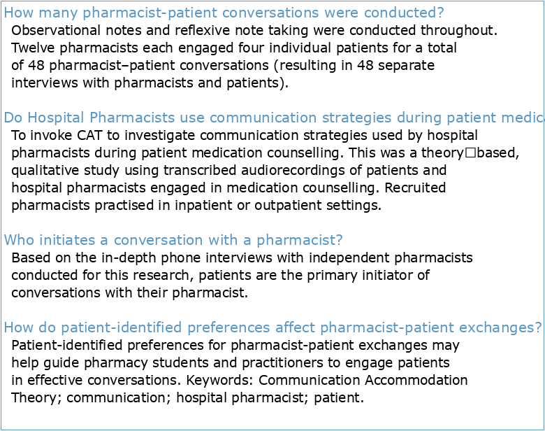 Pharmacist and Patient Conversations February 2015