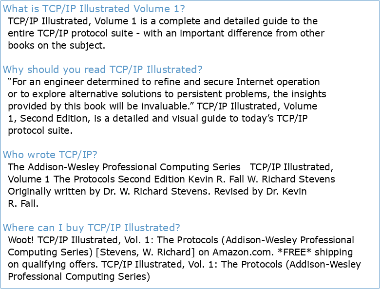 TCP/IP Illustrated Volume 1: The Protocols