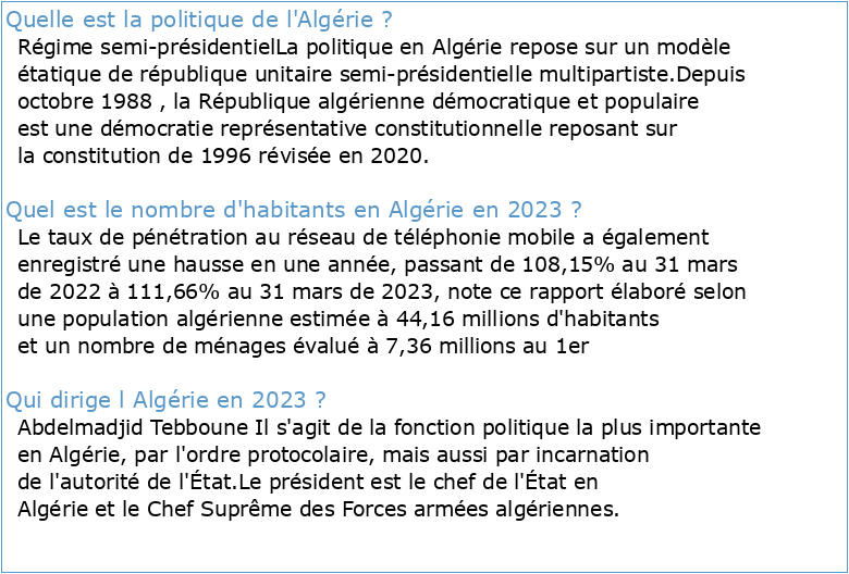 République Algérienne Démocratique Et Populaire