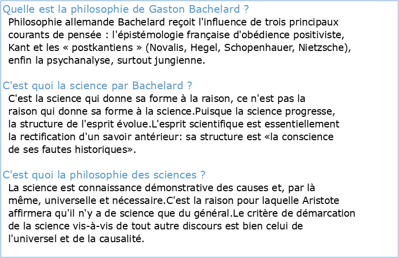 LA PHILOSOPHIE DES SCIENCES DE GASTON BACHELARD