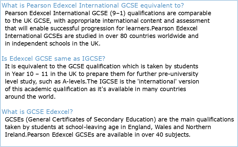 for Edexcel International GCSE