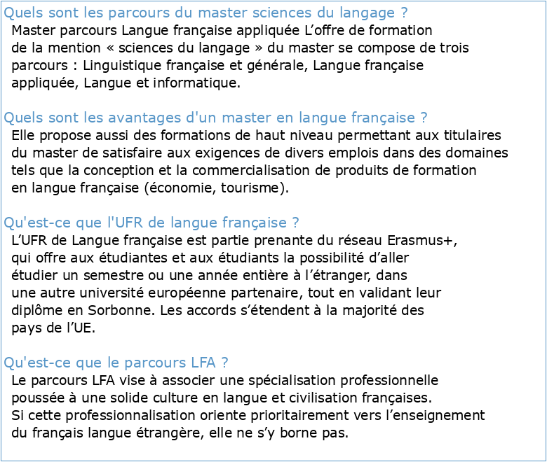 Master LPL : Langue Française appliquée (P) LFA /FLE