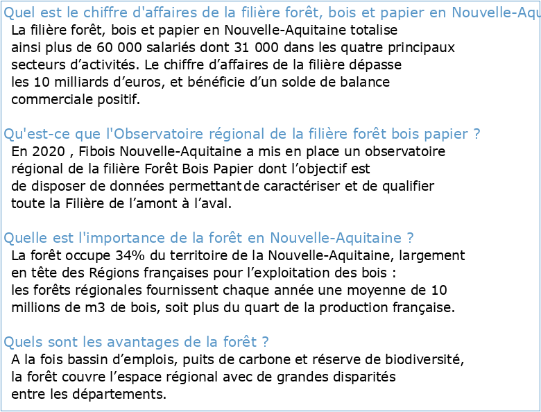 AFOM La filière forêt-bois en Nouvelle-Aquitaine